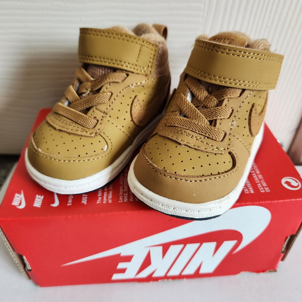 Nike Court Bordough Mid Kids Tan Sneakers, 2c
